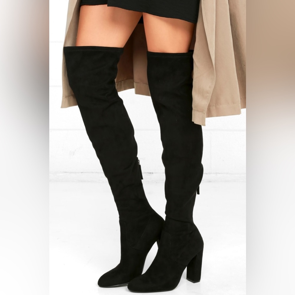 Steve Madden Black Suede Over the Knee Boots 6.5